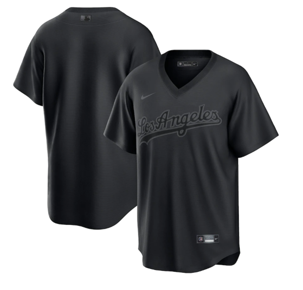 Men's Black Los Angeles Dodgers Blank Pitch Black Fashion Replica Stitched Jersey